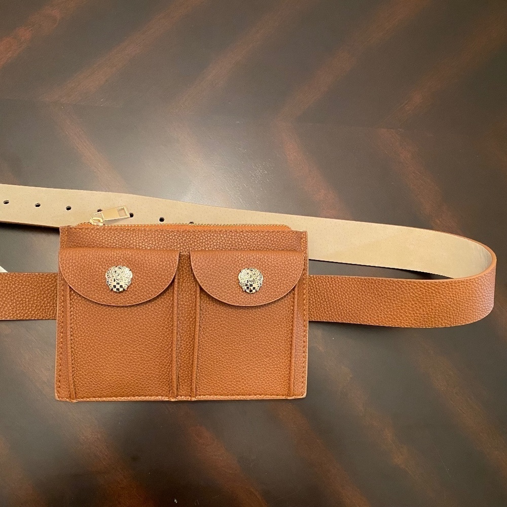 *VINCE CAMUTO* Cognac Double Pocket Belt Bag - Picture 3 of 9
